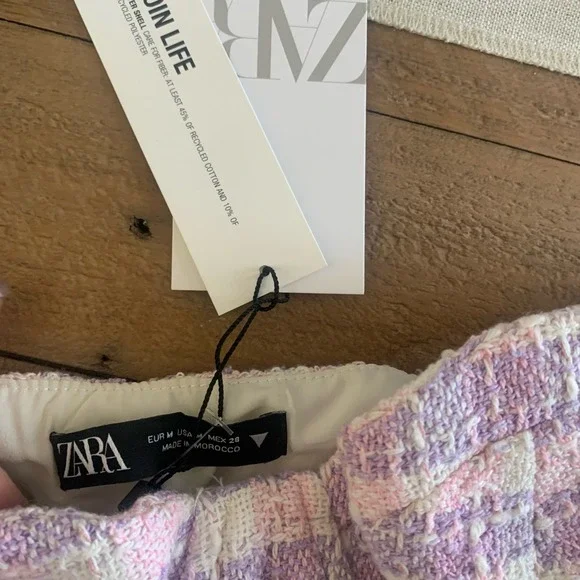 ZARA Textured Tweed Bustier Crop Top NWT Size Medium Night Out - Picture 4 of 7